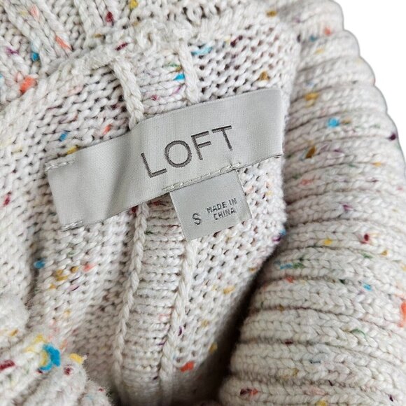 Loft Ivory Multicolor Speckle Oversize Cowl Neck Sweater Dolman Sleeve Small - Picture 7 of 10
